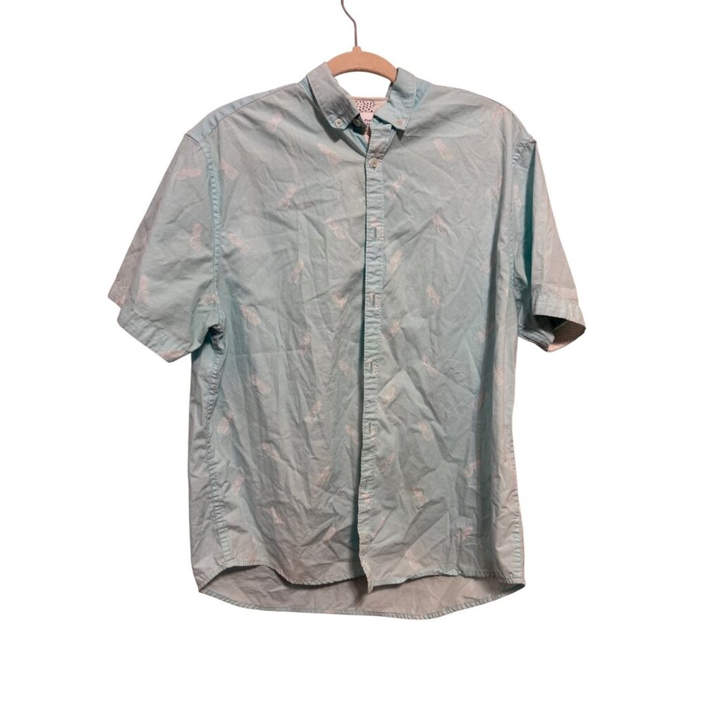 Denim & Flower Ricky Singh Mens XL Pineapple Print Slim Fit Button-Down Shirt